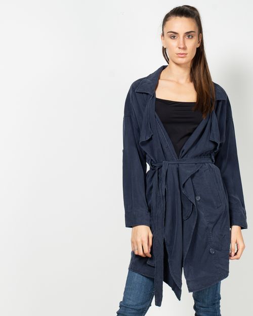 Women Blue Overcoat with belt 5900017466
