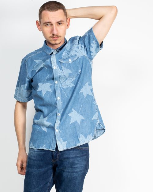 Men Blue Cotton Shirt 1911701002