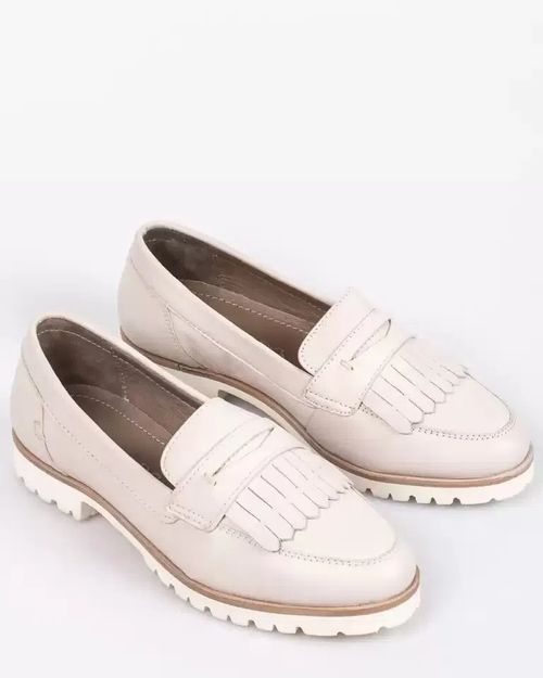 Women Beige Loafers Leather  2100025281