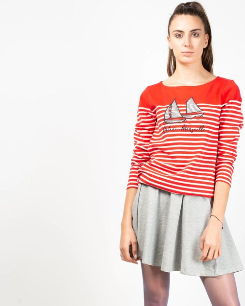 Women red Cotton top N902805009