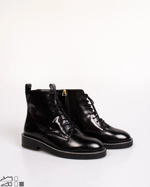 Women Black Leather Boot 2020701001