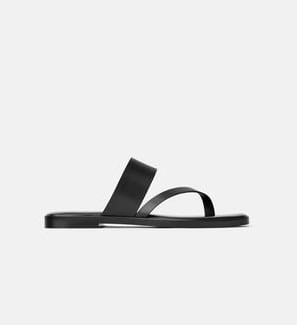 Women Black Leather Strap slipper IN21046046