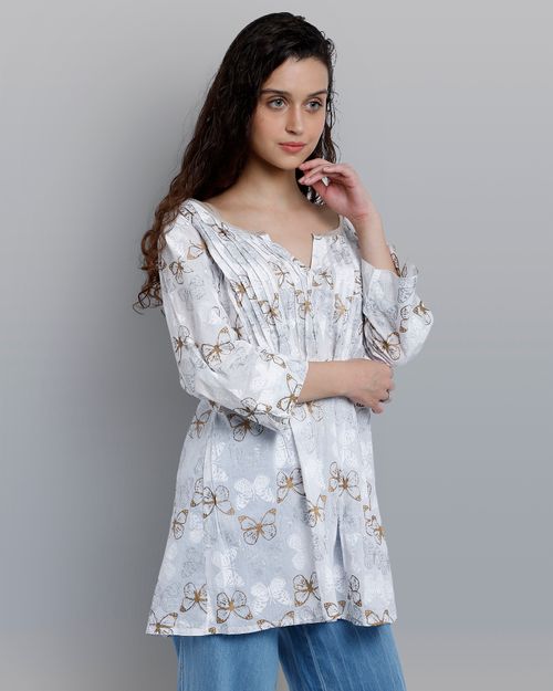 Women White Cotton Top IN21059059