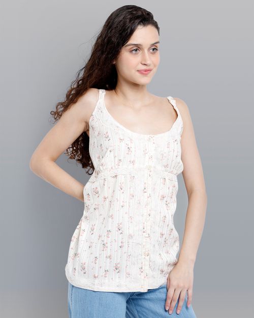 Women White Cotton top IN21061061