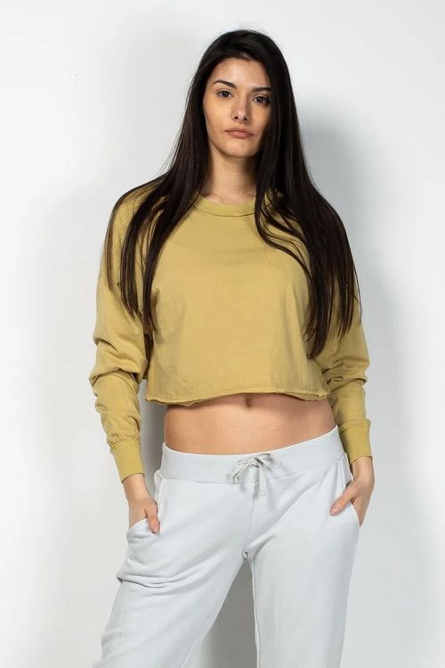 Women Yellow Cotton Crop Top 2107013003