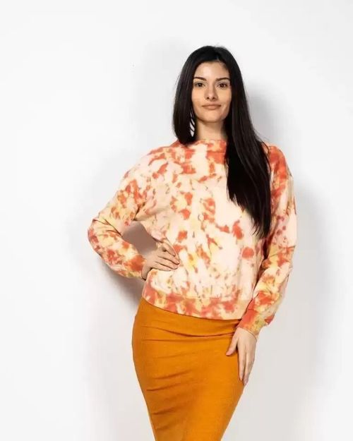 Women Orange Cotton Crop Top 2107002001