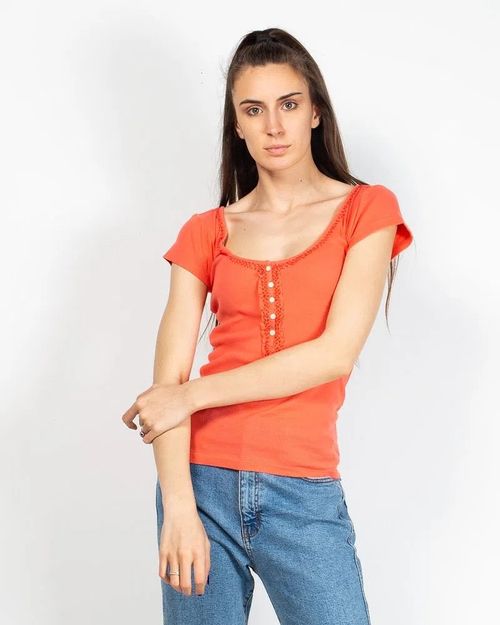 women Orange Cotton Top N903403002