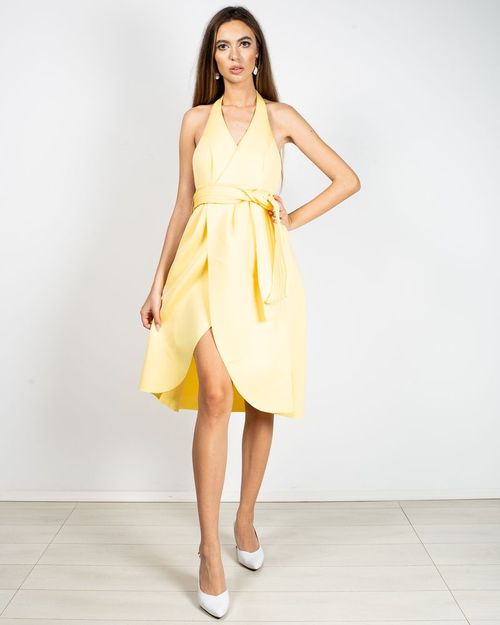 Women Yellow Polyester Dress 1937404012