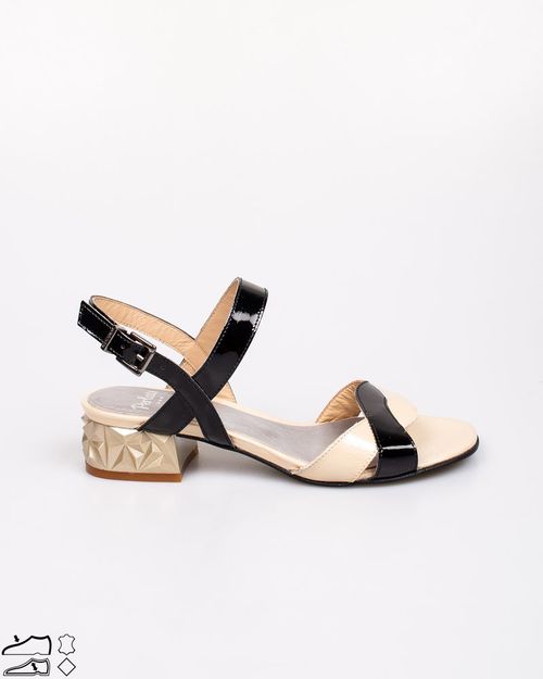 Women Black Leather Sandal 2110108011
