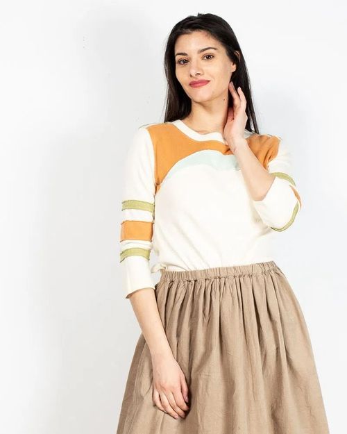 Women Beige Cotton Top N903928012