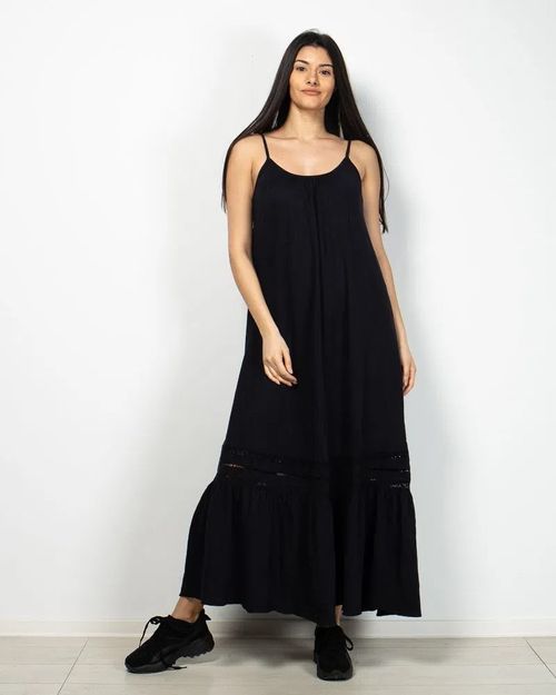 Women Black Cotton Dress 2107004009