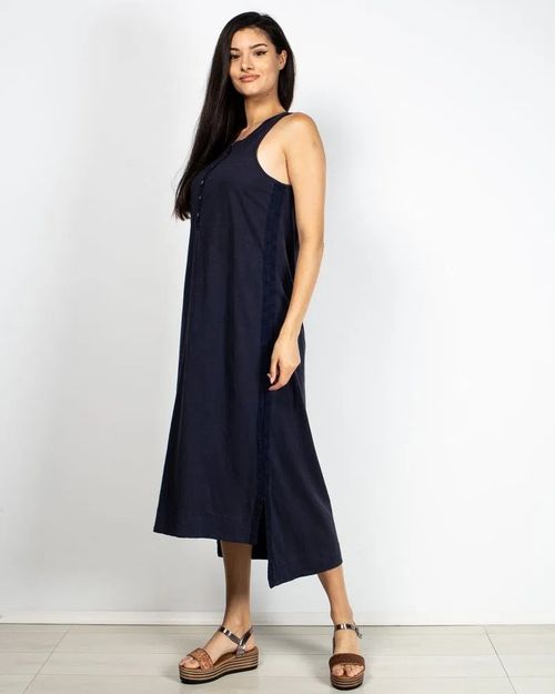 Women Blue Cotton Dress N904128002
