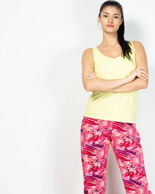 Women Yellow Cotton Tank Top 2030901204
