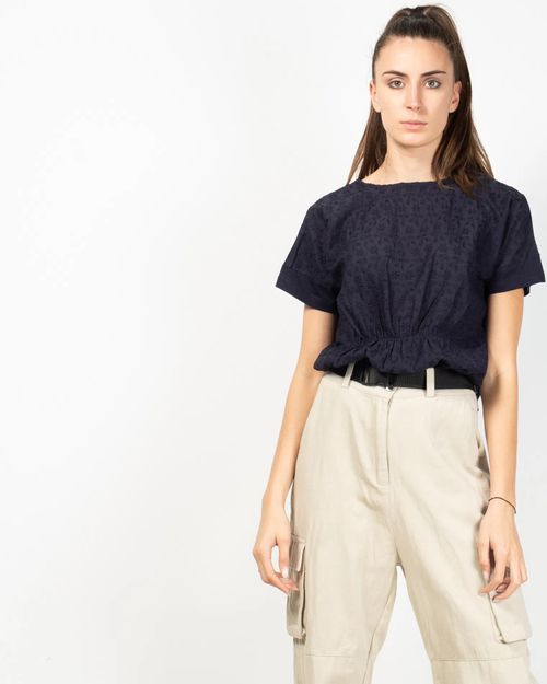 Women Blue Cotton Top N91942062