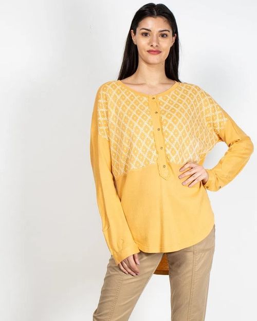 Women Yellow Cotton Top N903928005