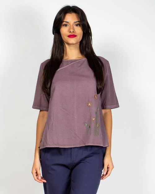 Women Purple Cotton Top N904634020