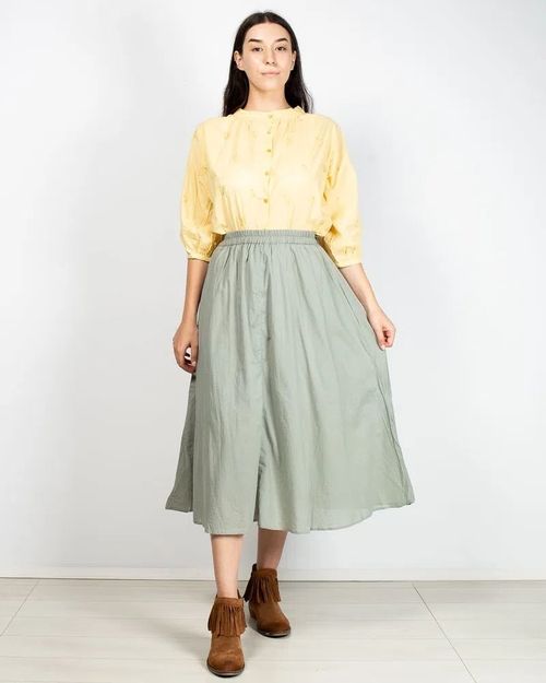 Women Light Green Cotton Skirt  N904238010