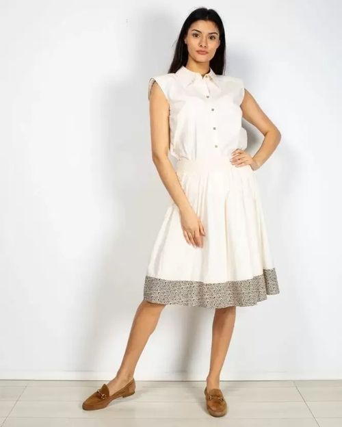 Women White Cotton Skirt N90340517
