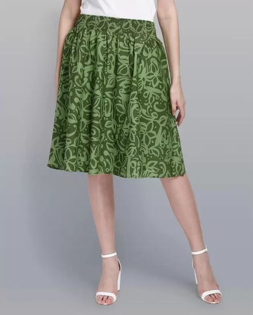 Women Green Cotton Skirt IN21080080