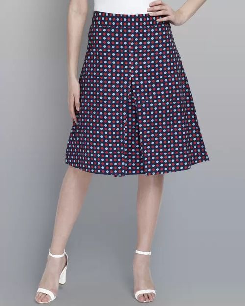 Women Blue Cotton Skirt IN21078078