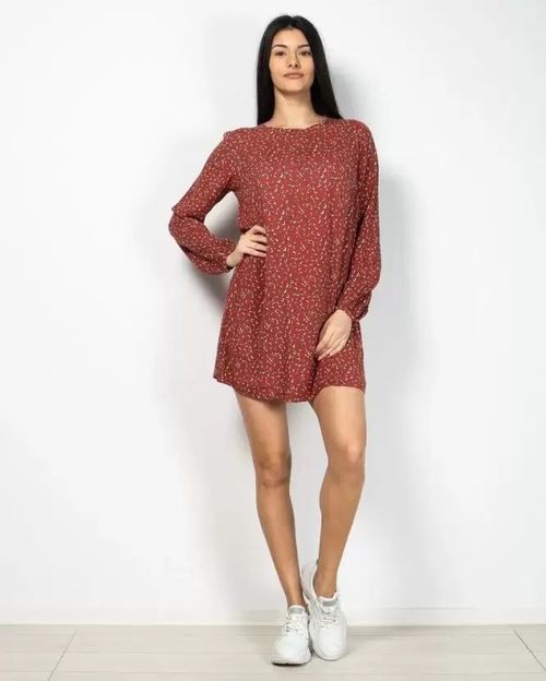 Women Red Viscose Dress 2107004007