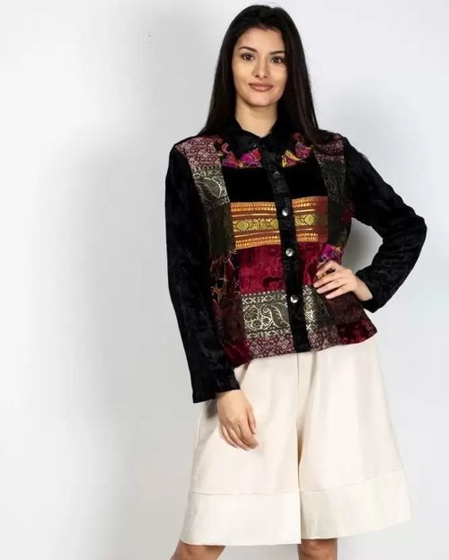 Women Black Velvet Jacket N903410001