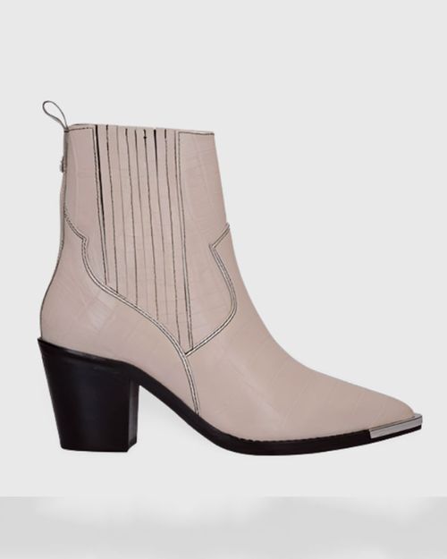 Women Beige Leather Boot IN21222222