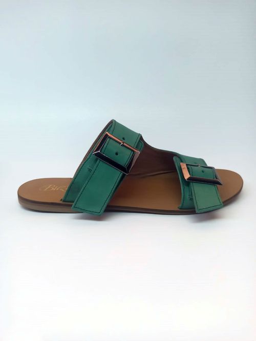 Women Green Leather Slipper IN22370370