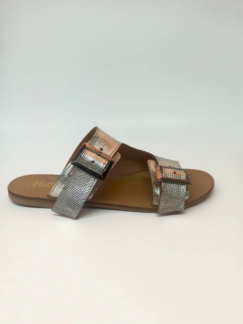 Women Silver Leather slippersIN22372372