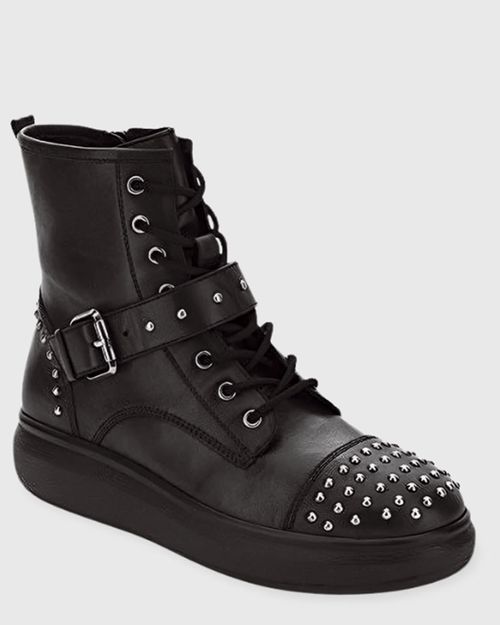 Ladies black leather Boot IN2012012