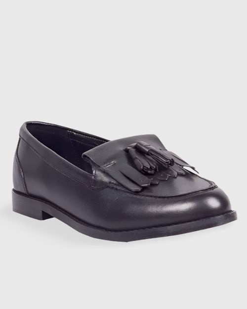 Women Black Leather Loafer MP-MSAS