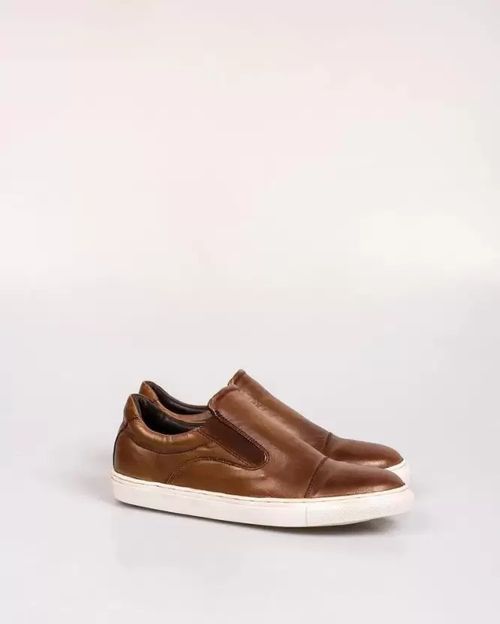 Men Brown Leather Sneakers N903802008