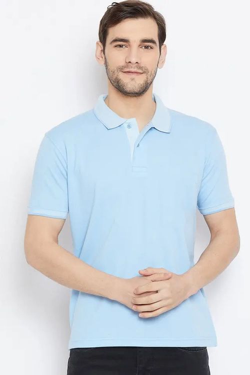 Men Blue Cotton T-Shirt IN22368368