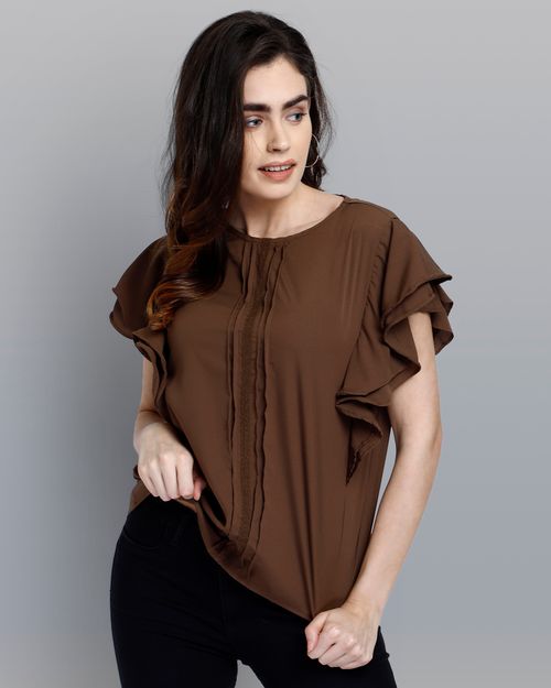 Women Brown breathable top IN21075075