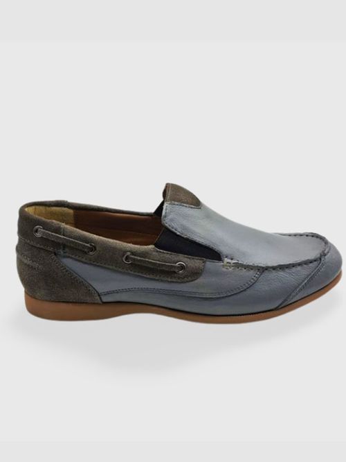 Men Grey Leather Mocassin IN21032032