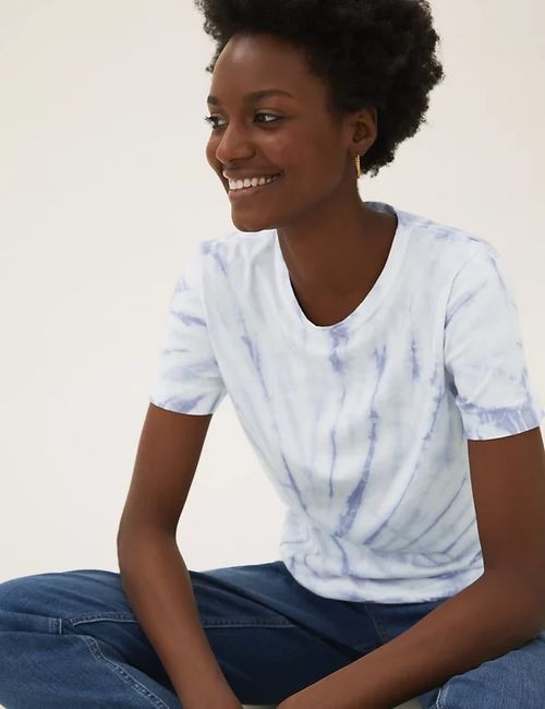 Women Multicolor Cotton Tie & Dye Top IN22318318