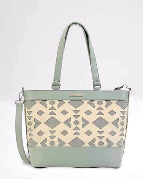 Women Green Leatherette tote hand Bag   M1628001001