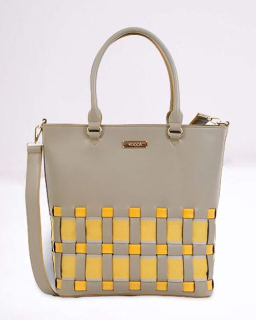 Women Grey Leatherette Tote Bag M1591201001