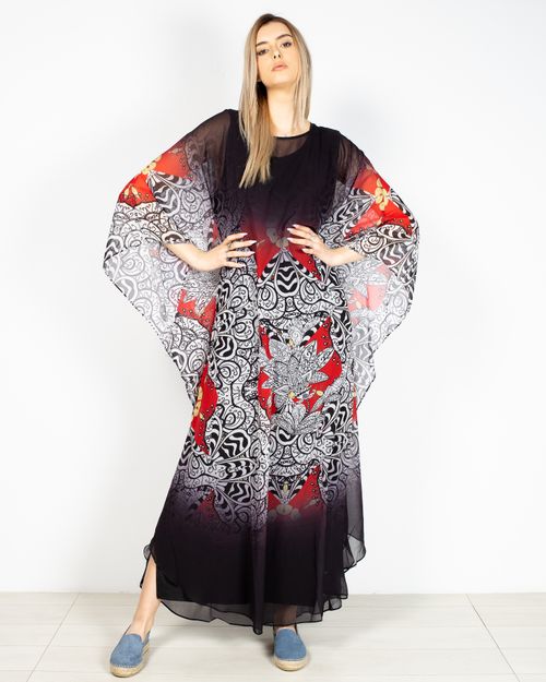 Women Black Polyester Kaftan dress 22MNB02012