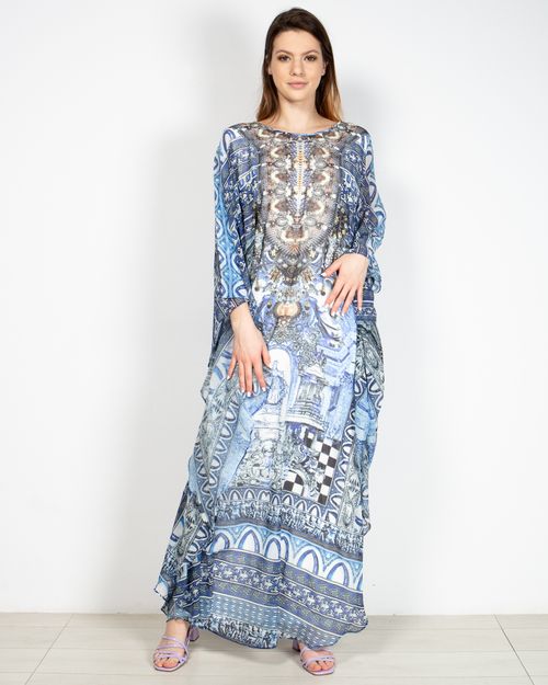 Women Blue Polyester Dress 22MNB02022