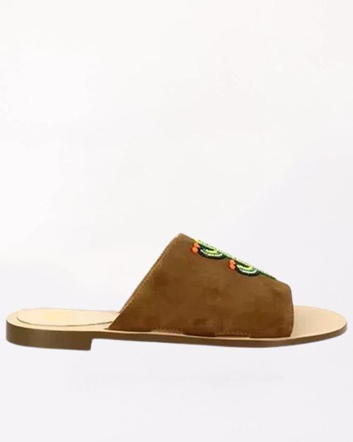 Women Brown Leather Slipper IN22321321