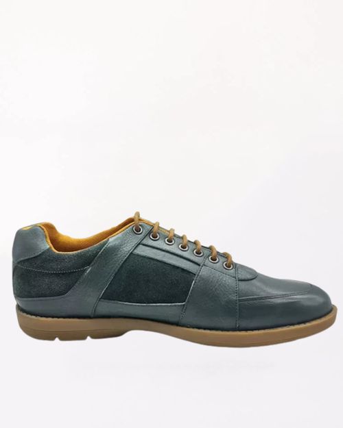 Men green leather sneaker