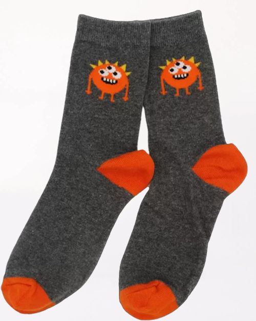 Kids Orange Cotton Socks MONSTERO