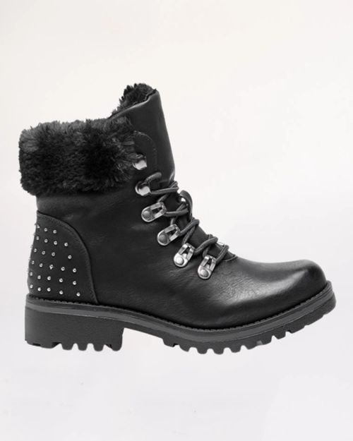 Women Black Leather Boot IN22486486